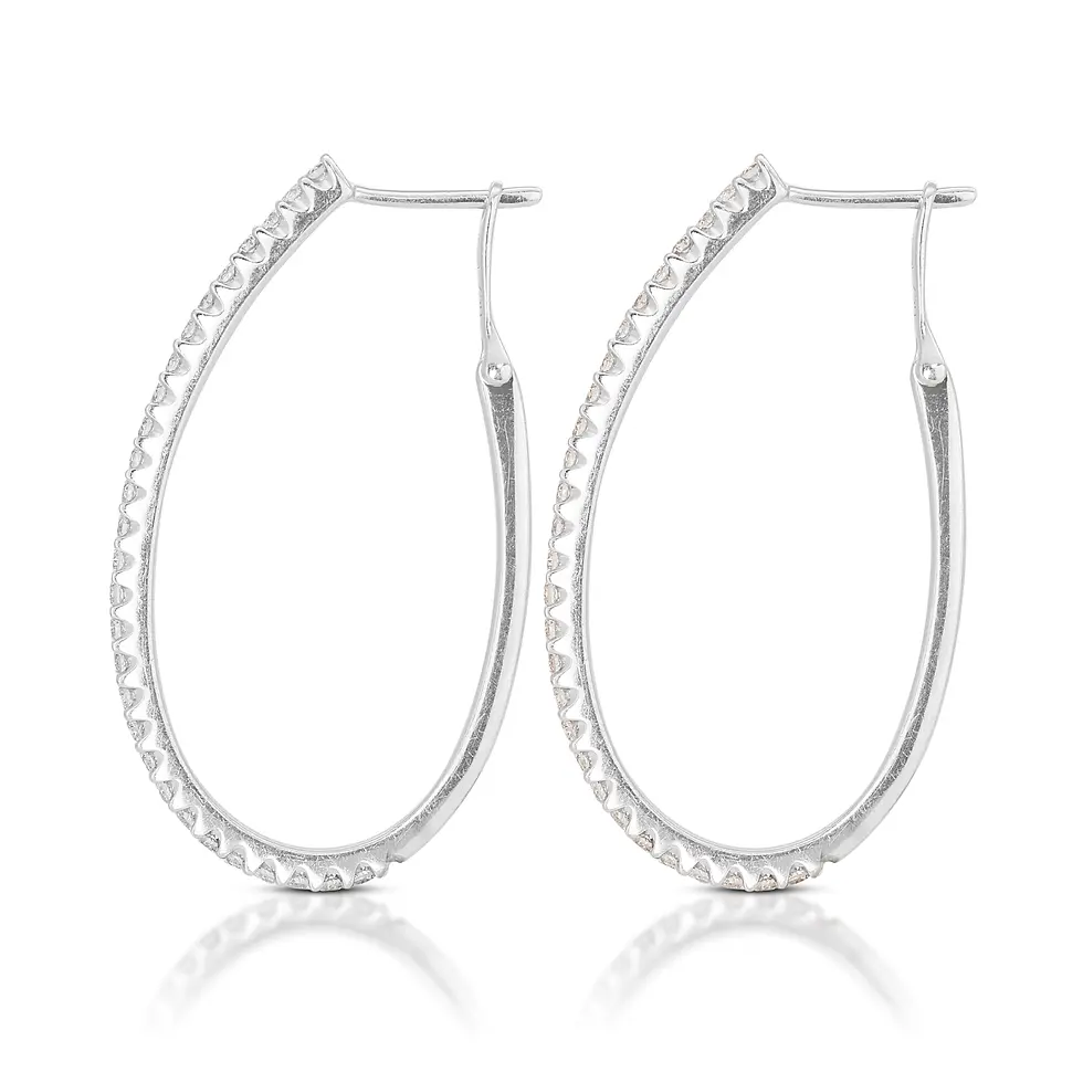 Thumbnail: 18K White Gold Hoop Earrings with 0.58ct Natural Diamonds