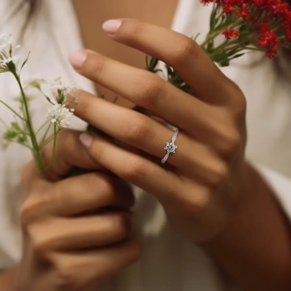 Thumbnail: Gorgeous 14k White Gold Solitaire Ring