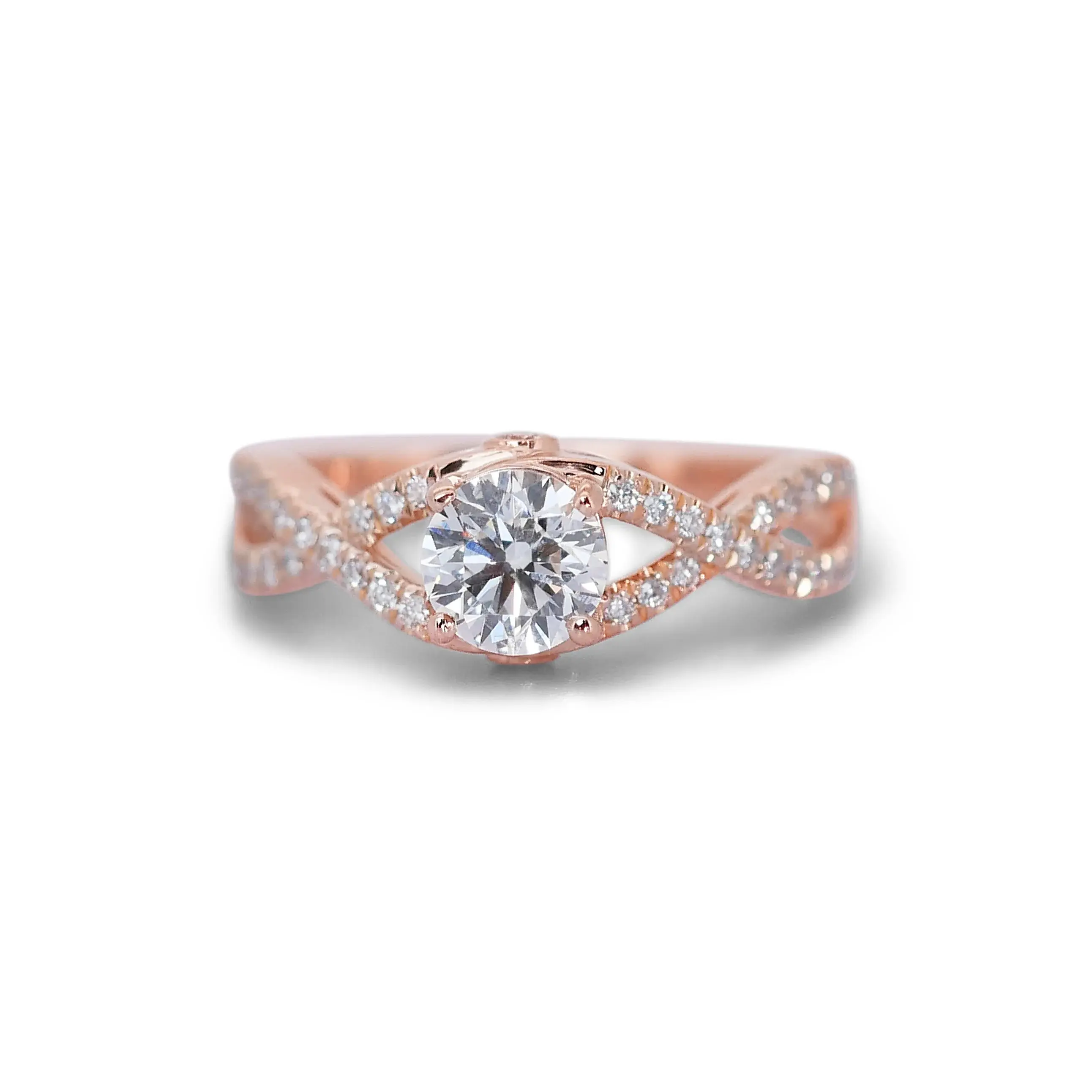 Everlasting Embrace: 0.91ct Diamond Infinity Ring in 18K Rose Gold