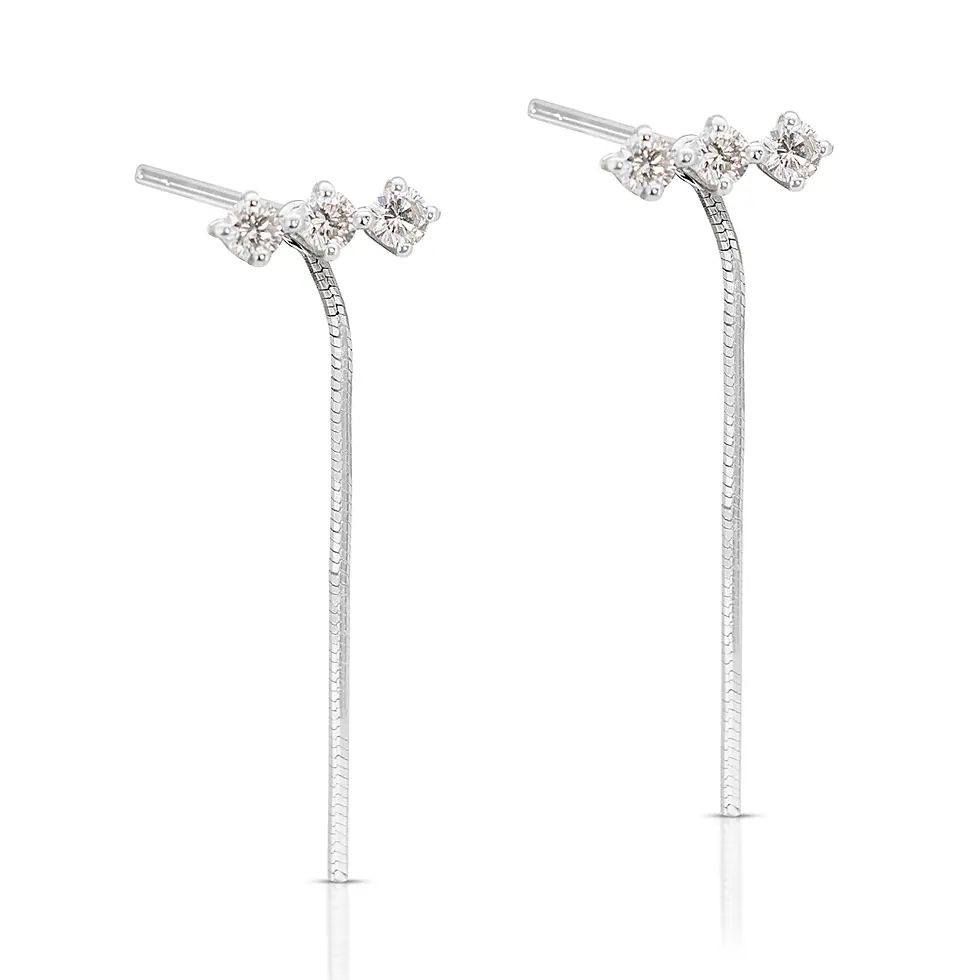Thumbnail: Alluring 0.30ct Three Stone Diamond Stud Earrings in 18K White Gold
