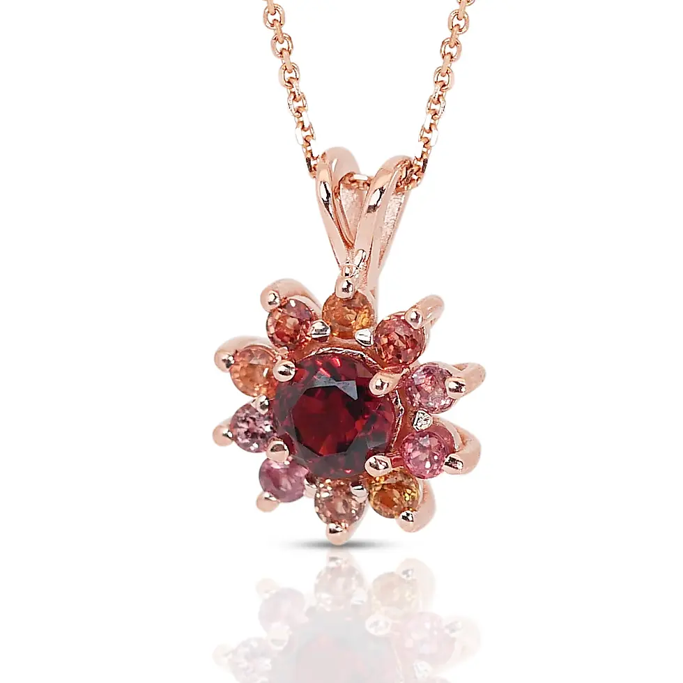 Thumbnail: Enchanting 1.40ct Garnet and Multicolor Sapphire Necklace