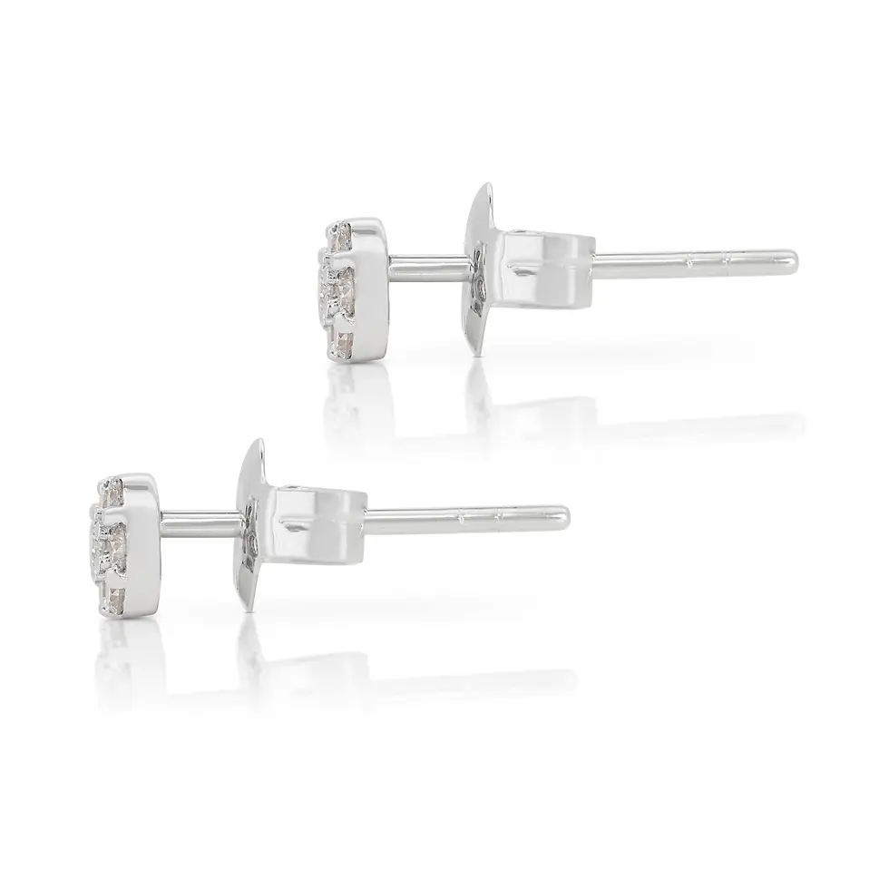 Thumbnail: Stunning 18K White Gold Earrings adorned with 0.14ct Round Natural Diamond