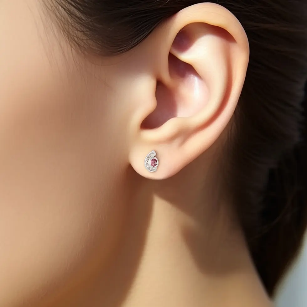 Thumbnail: Stunning 0.30ct Tourmaline Pave Earrings with Side Diamonds