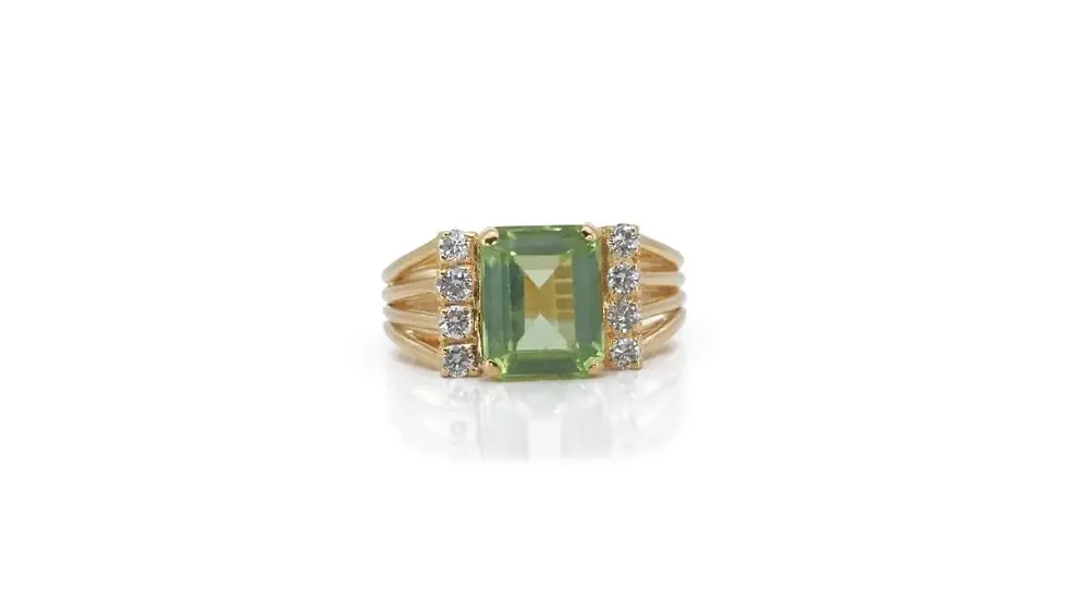 Gorgeous 1ct. Emerald Cut Vintage Style Peridot Ring
