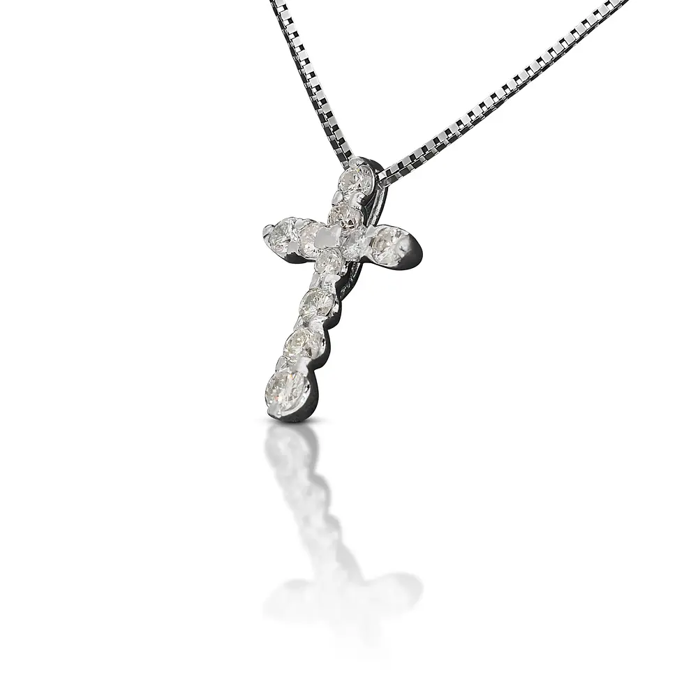 Thumbnail: Elegant 18K White Gold Diamond Cross Pendant