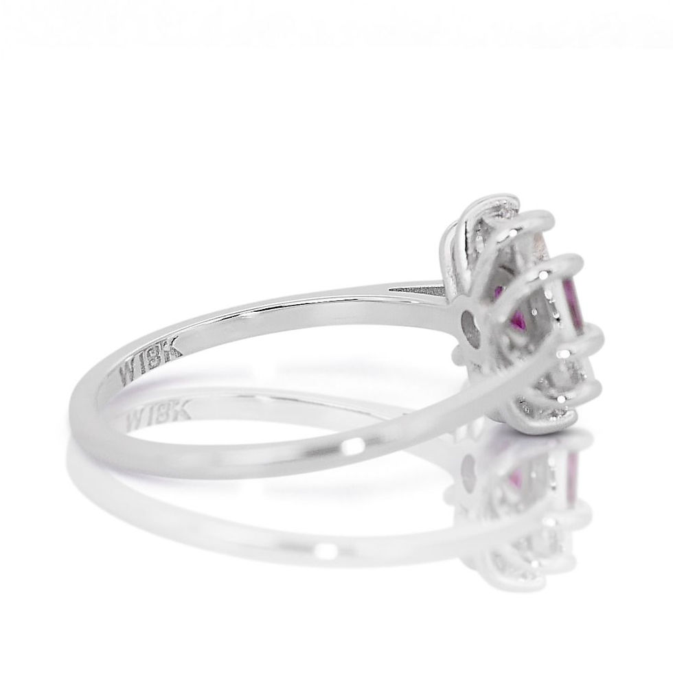 Gorgeous 0.61ct Sapphire Halo Ring with Diamonds in 18k White Gold