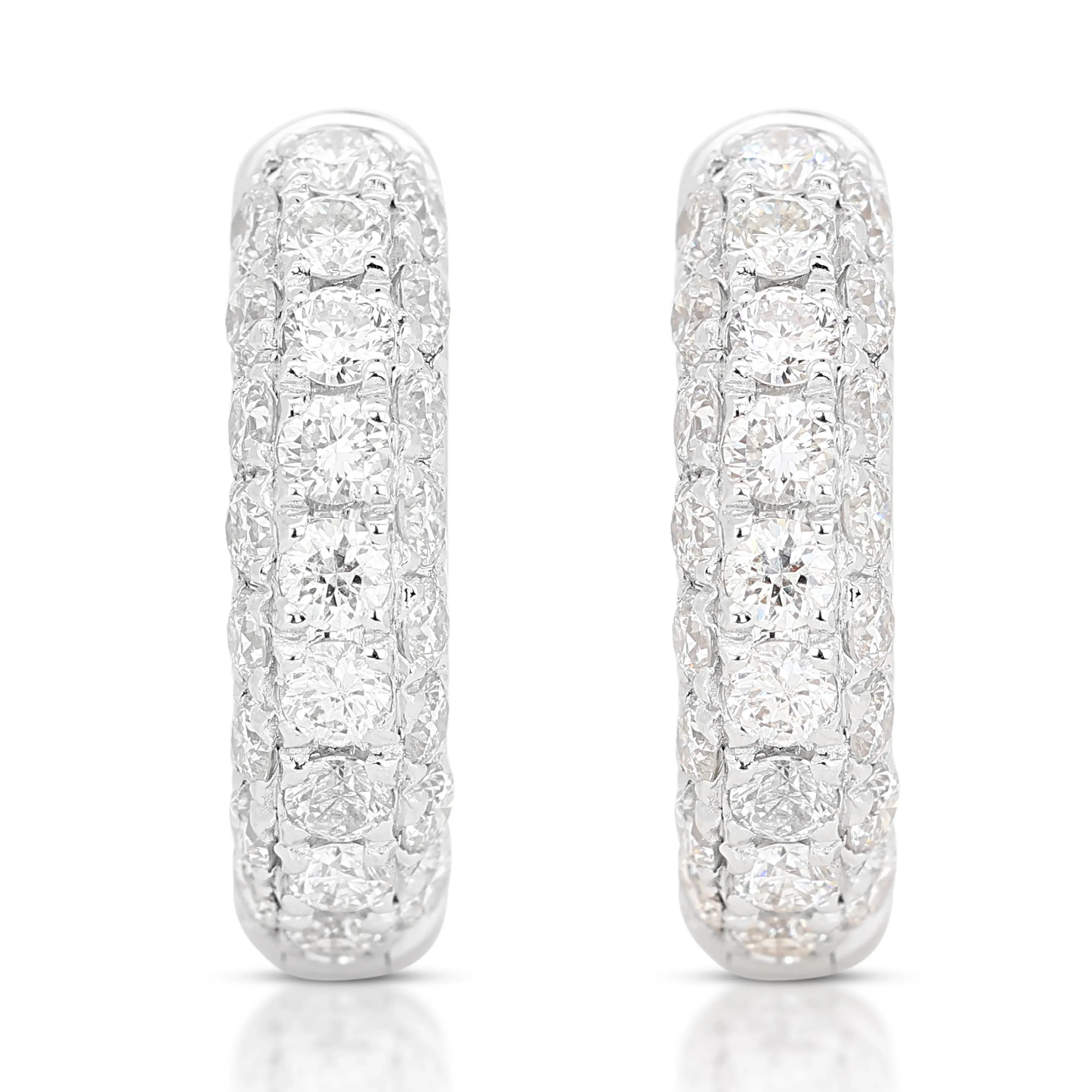 Classic 0.98ct Diamond Hoop Earrings in 18K White Gold