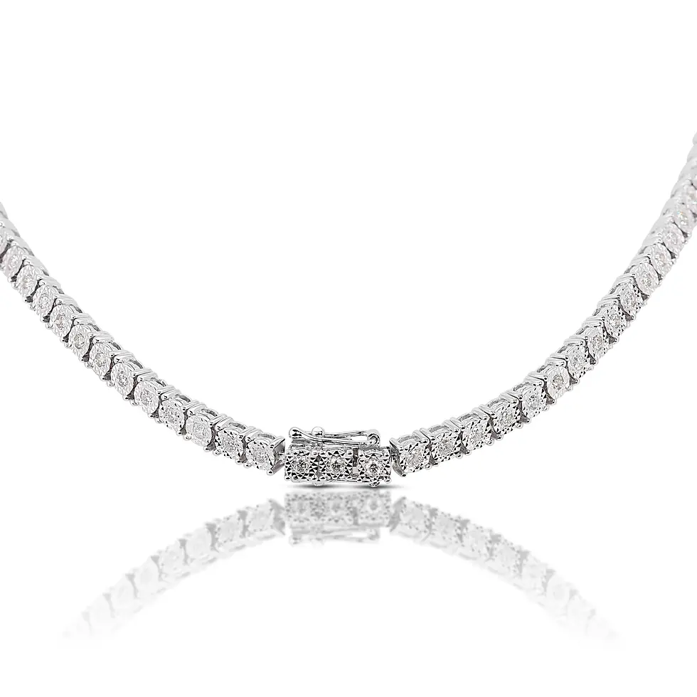 Thumbnail: Elegant 1.74ct Round Brilliant Natural Diamond Necklace in 9K White Gold