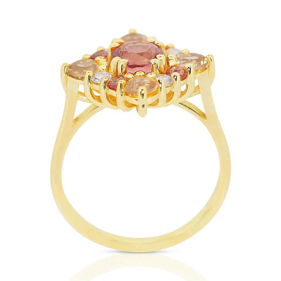 Thumbnail: Enchanting Orange Sapphire Ring with Yellow & Orange Accents