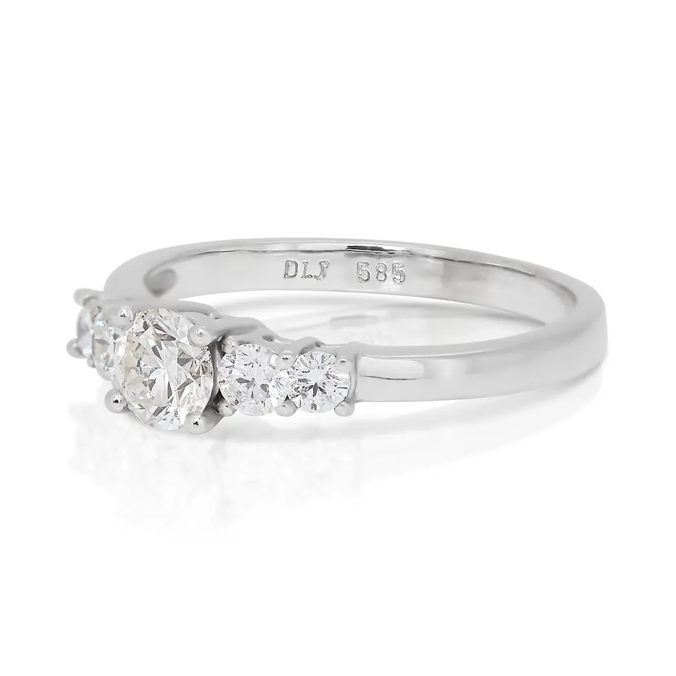 Thumbnail: Sparkling 14K White Gold 0.51ct Halo Diamond Ring
