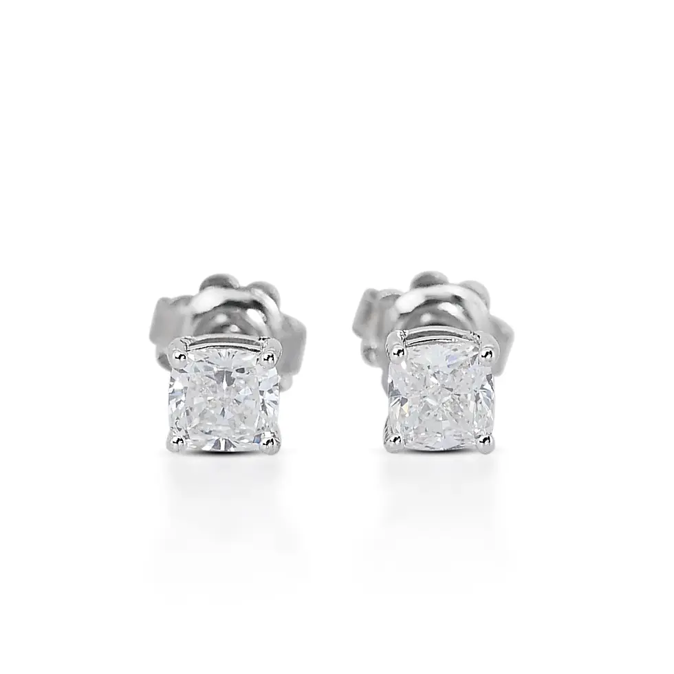 Thumbnail: Beautiful Earrings with a Dazzling 1.4ct Cushion Diamond