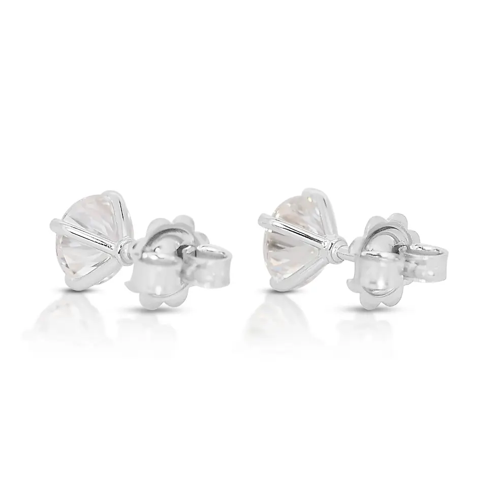 Thumbnail: Exquisite 2.00 Carat Round Brilliant Diamond Stud Earrings