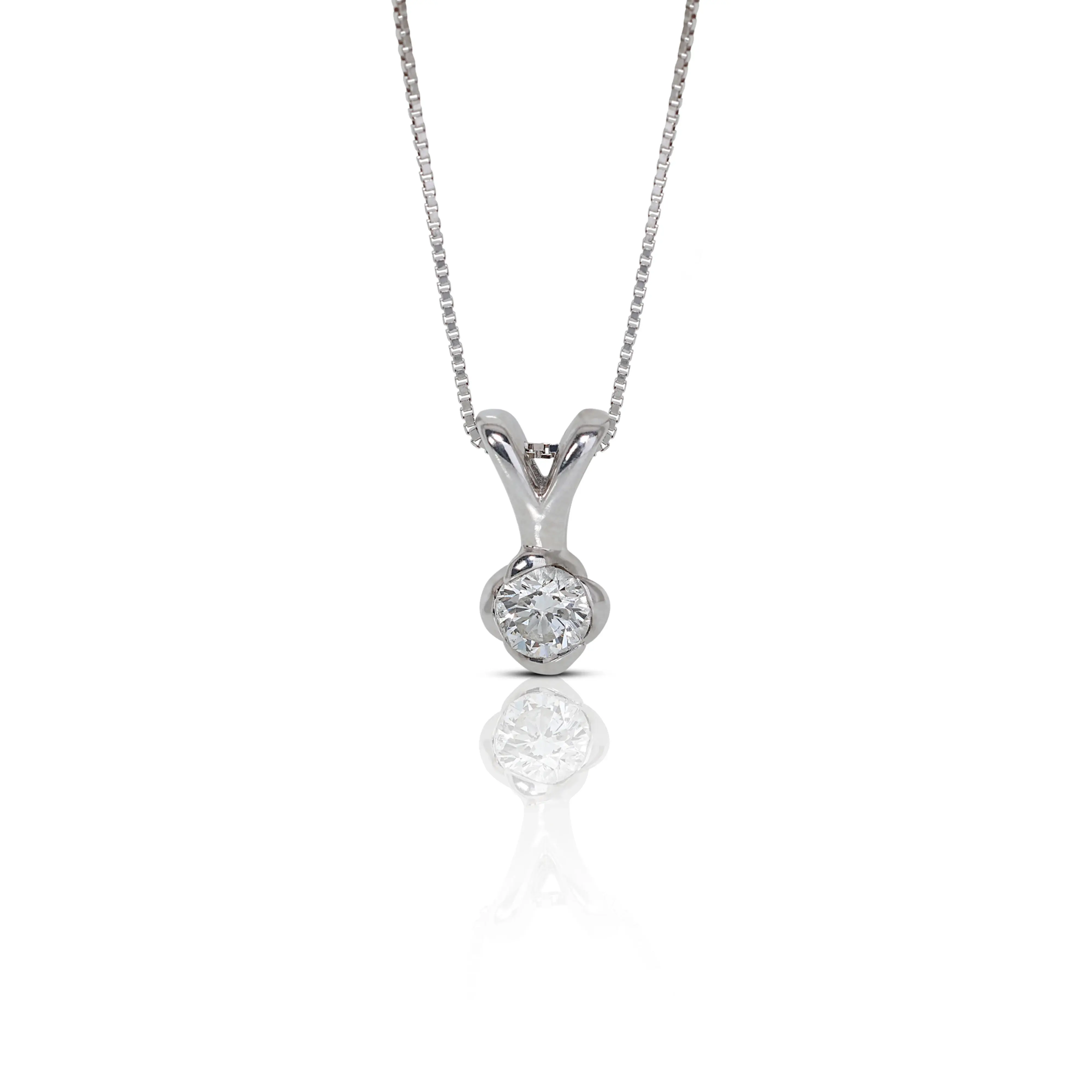 Sultry White Gold Solitaire Diamond Necklace