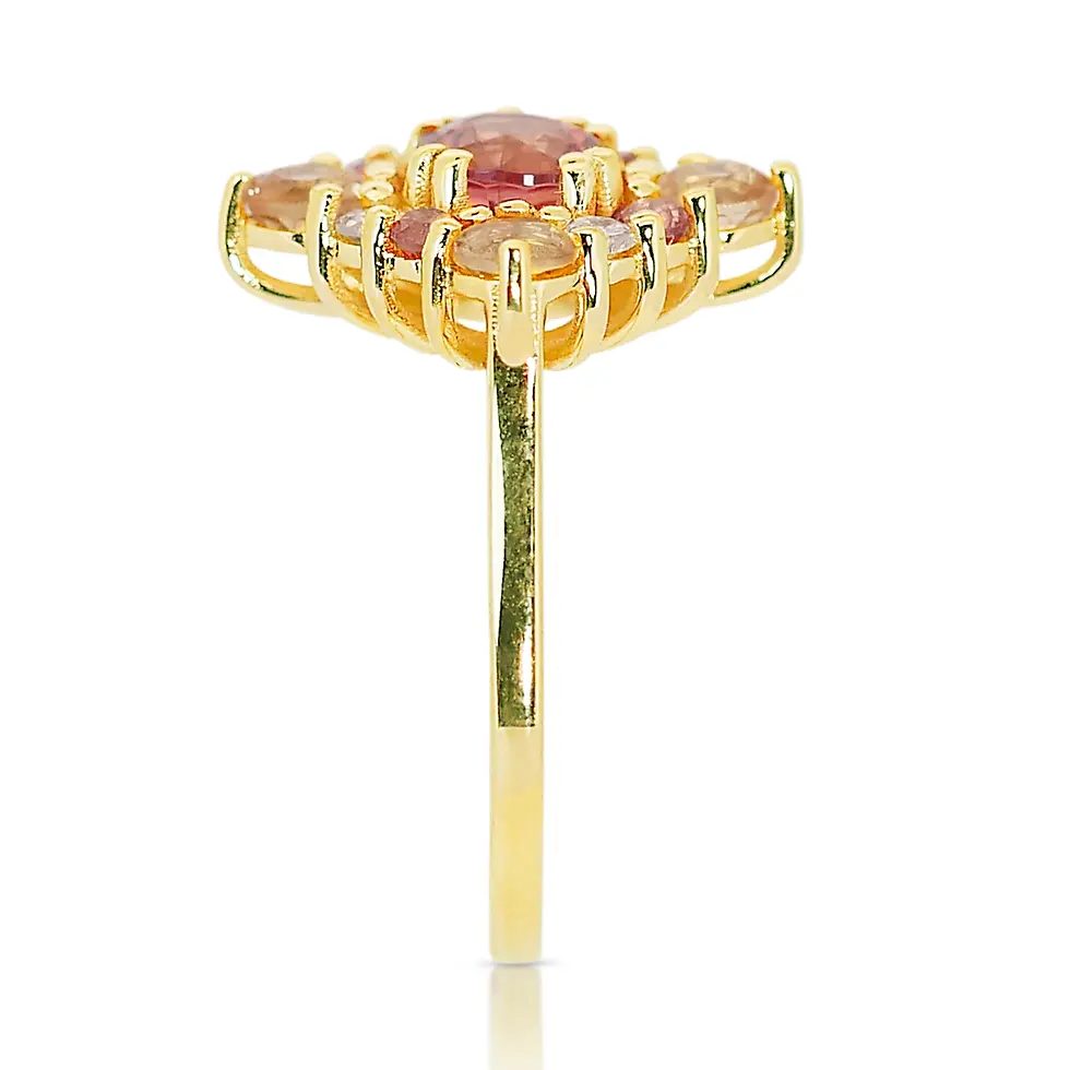 Thumbnail: Enchanting Orange Sapphire Ring with Yellow & Orange Accents