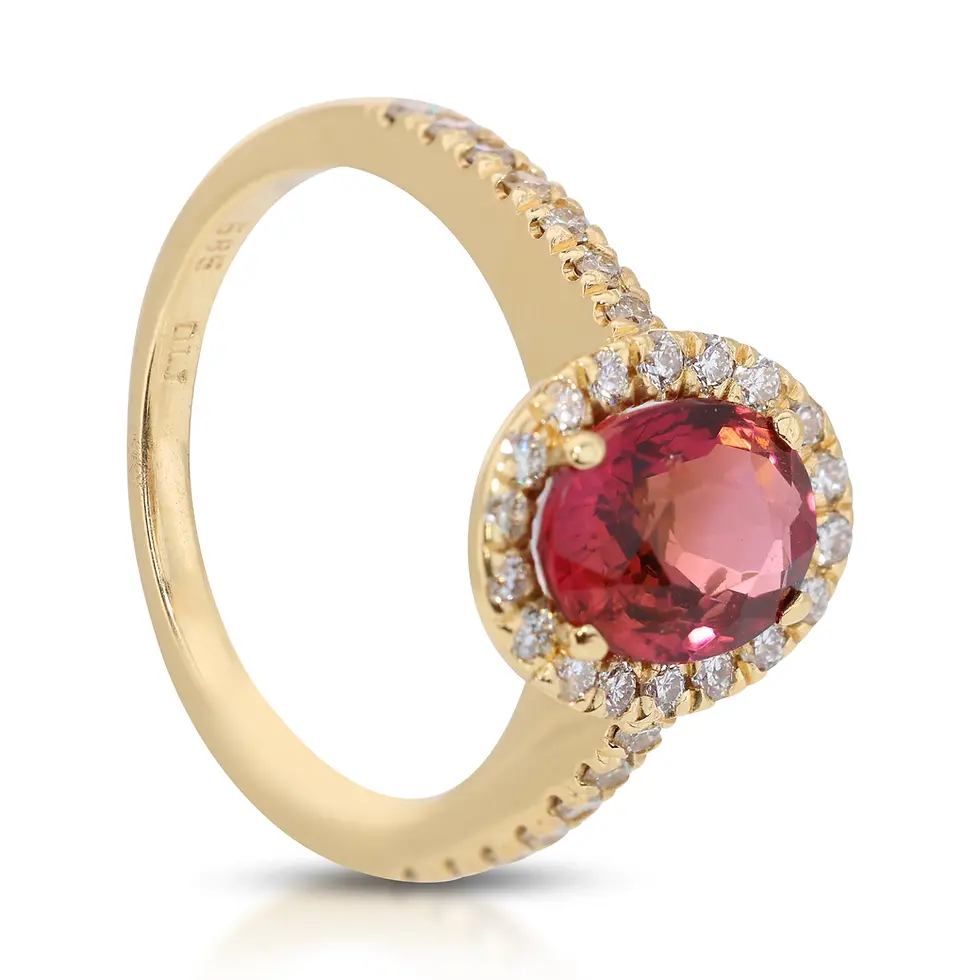 Thumbnail: Stunning 1.45ct Tourmaline Pave Ring with Side Diamonds