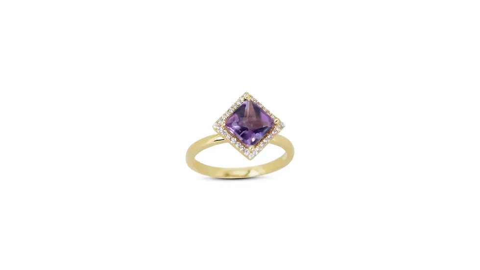 Thumbnail: Glamorous 1.50ct Square Mixed Cut Vintage Style Amethyst Ring