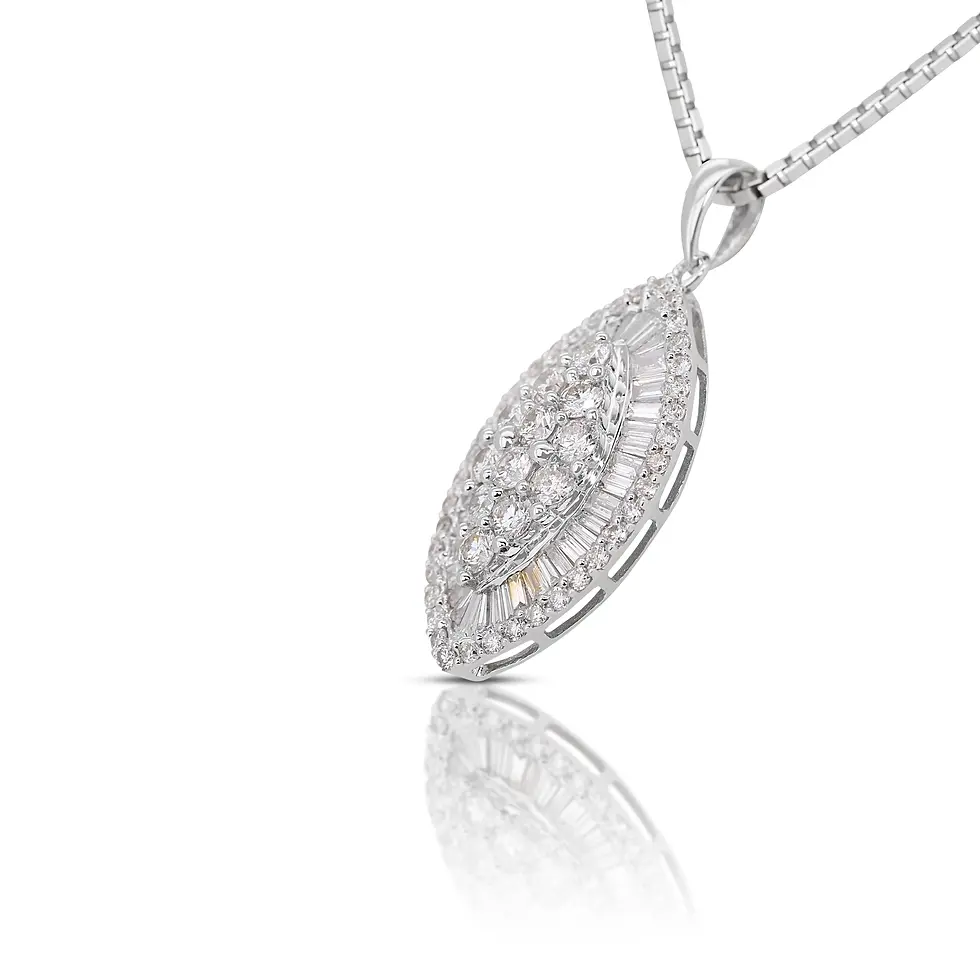 Thumbnail: Luminous 1.68ct Round and Taper Shape Diamond Necklace in 18K White Gold