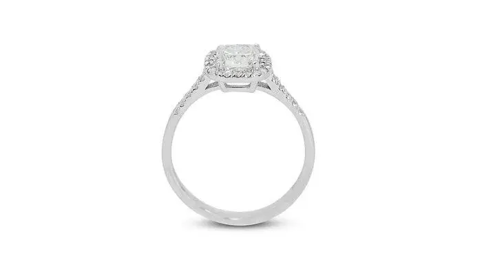 Thumbnail: Stunning 1.01ct Cushion Shape Diamond Ring in 18K White Gold