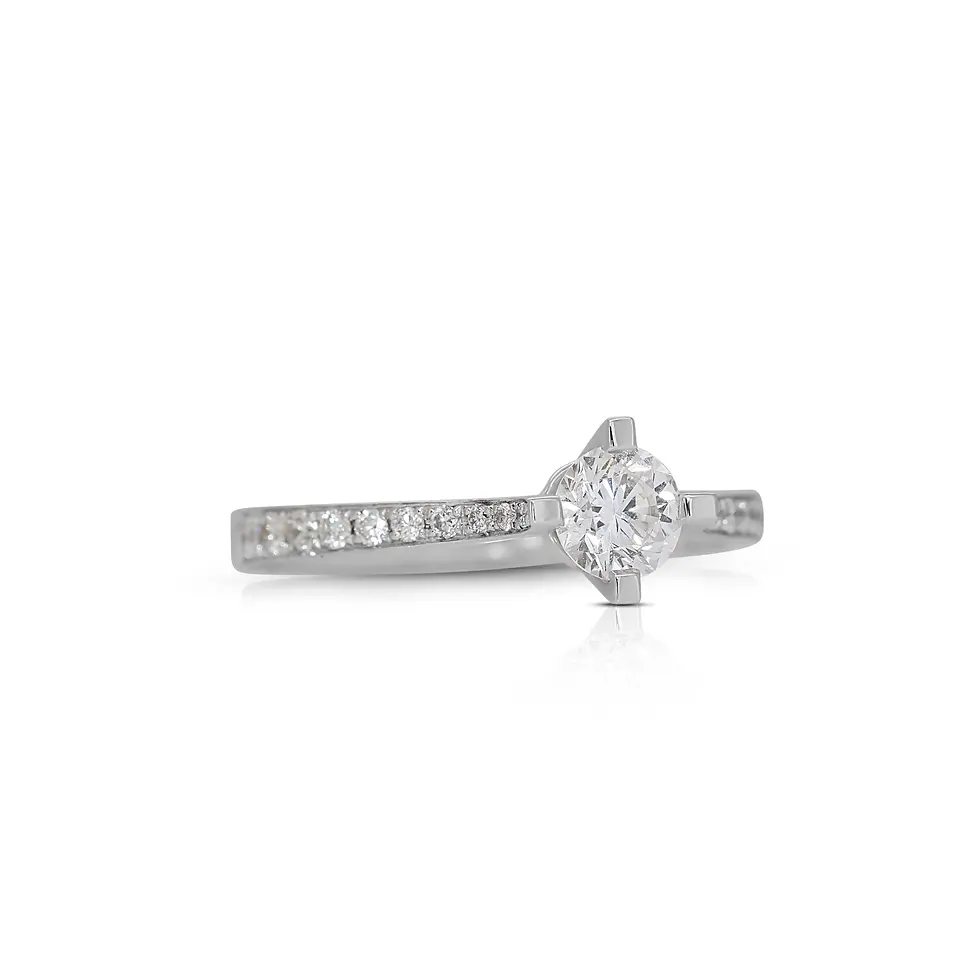 Thumbnail: Sparkling 18k White Gold Diamond Ring with .50ct Natural Diamond