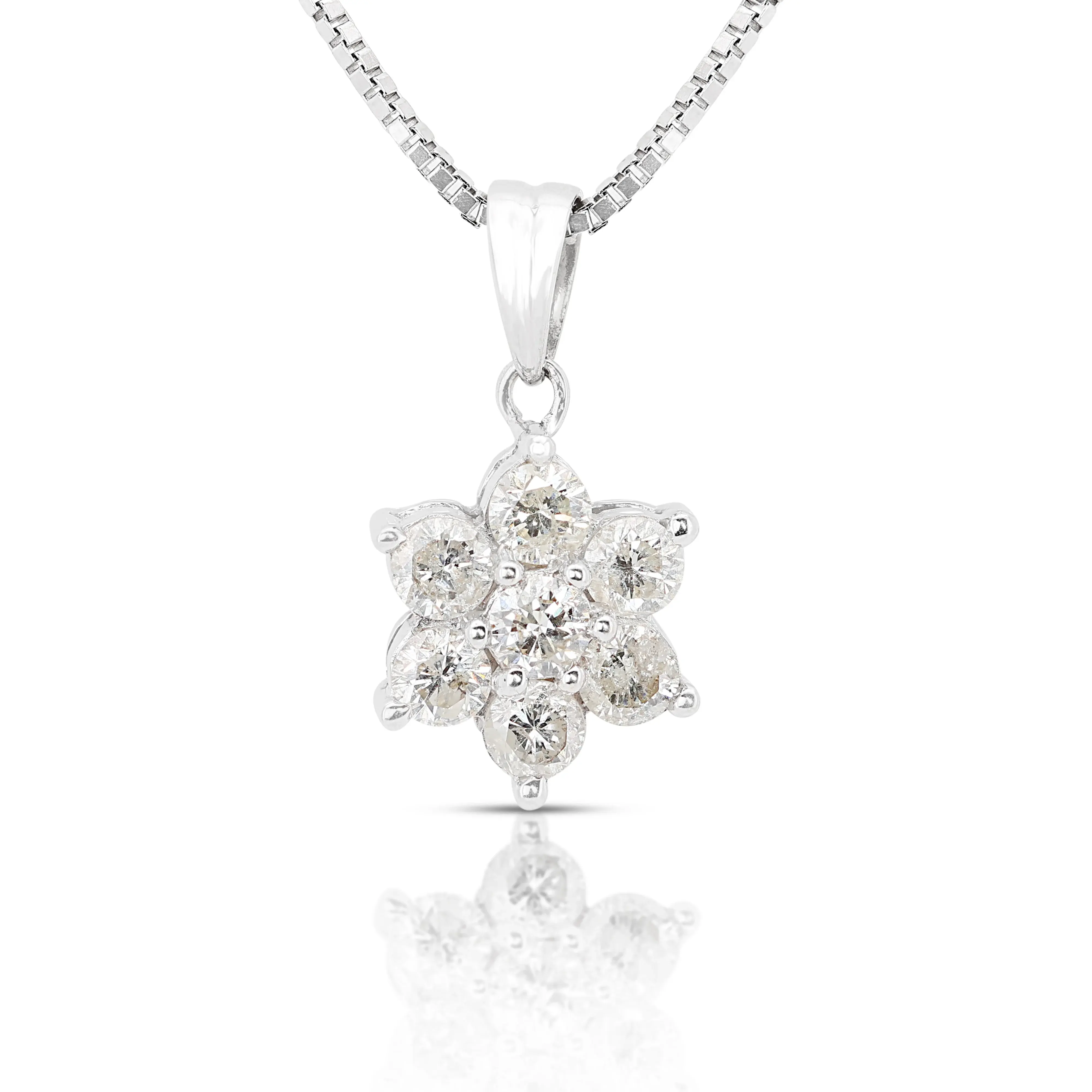 Dazzling Cluster of Diamonds in Delicate White Gold
