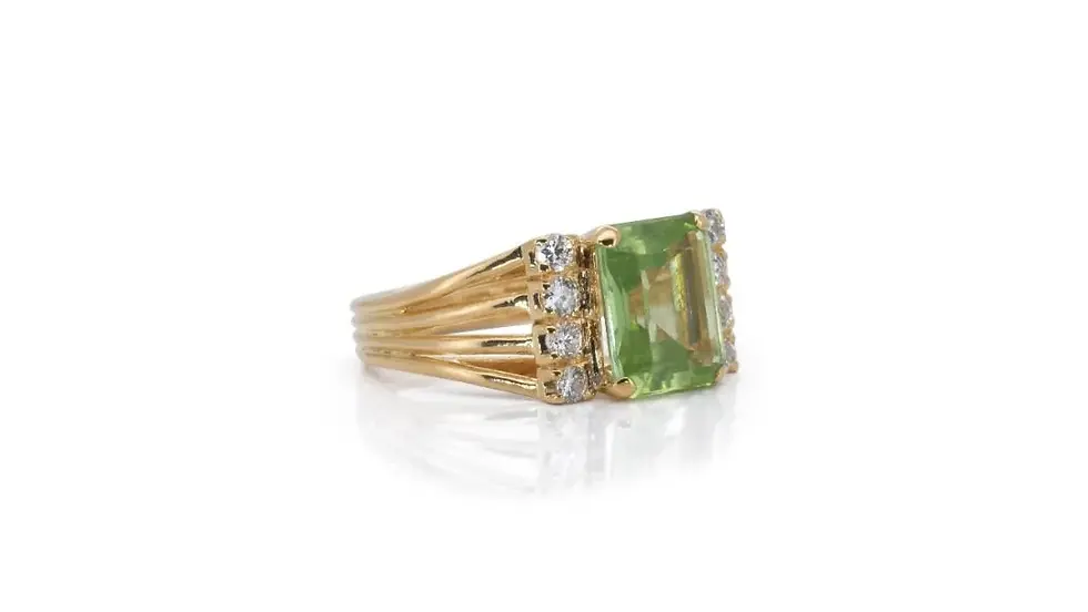 Thumbnail: Gorgeous 1ct. Emerald Cut Vintage Style Peridot Ring