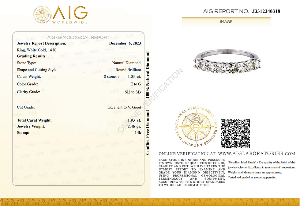 Thumbnail: 14K White Gold Ring with 1.03ct Round Brilliant Natural Diamonds