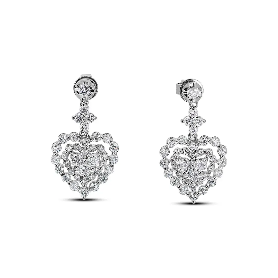 Exquisite 1.54ct Round Brilliant Diamond Earrings in 18K White Gold