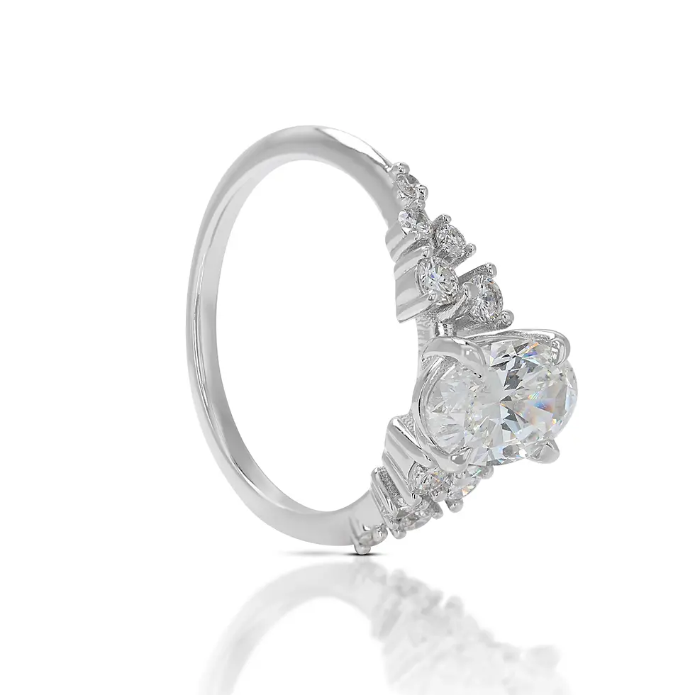 Thumbnail: Dazzling 1.12ct Oval Halo Ring in 14K White Gold