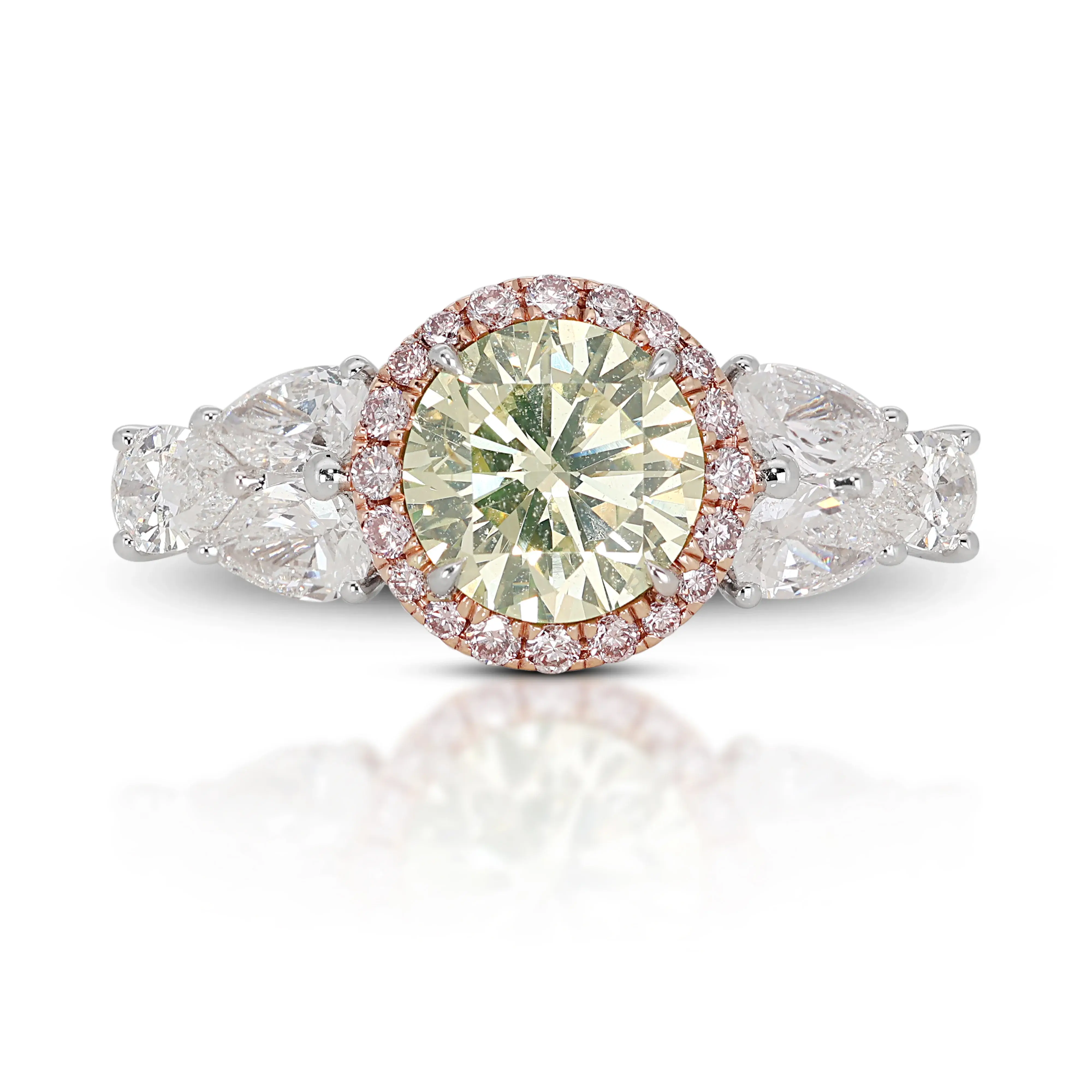 Exquisite 1.53ct Gemstone Ring with Side Diamonds in 18K White Gold