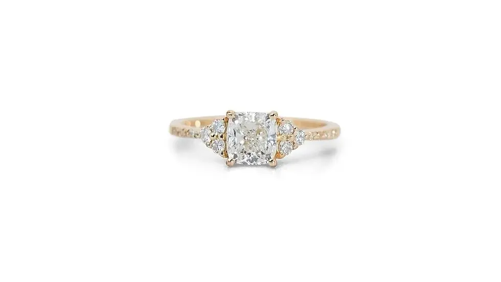 Glamorous 1.22ct Pave Cushion Shape Diamond Ring