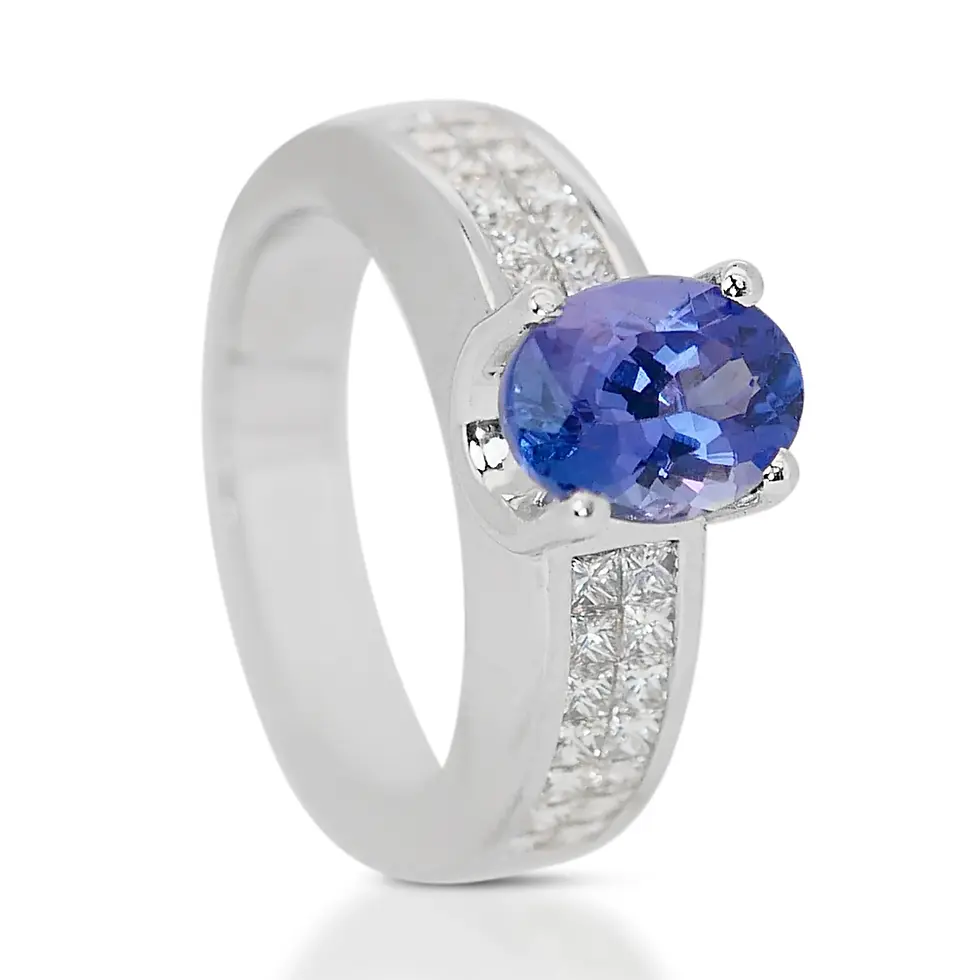 Thumbnail: Mesmerizing 2.00 Carat Oval Mixed Cut Tanzanite Ring in 18K White Gold