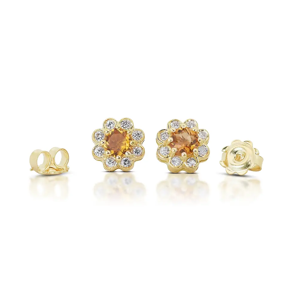 Thumbnail: Enchanting 1.14 Carat Round Stud Earrings in 14K Yellow Gold