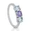 Thumbnail: Stunning 1.70ct Amethyst and Topaz Ring with Side Diamonds in 18K White Gold