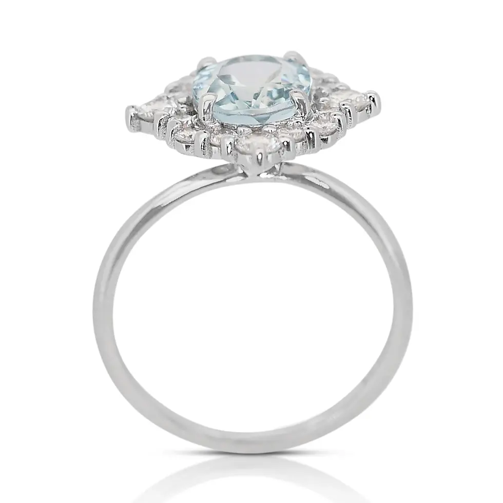 Thumbnail: Breathtaking Brilliance of Beryl and Diamond Ring in 18K White Gold