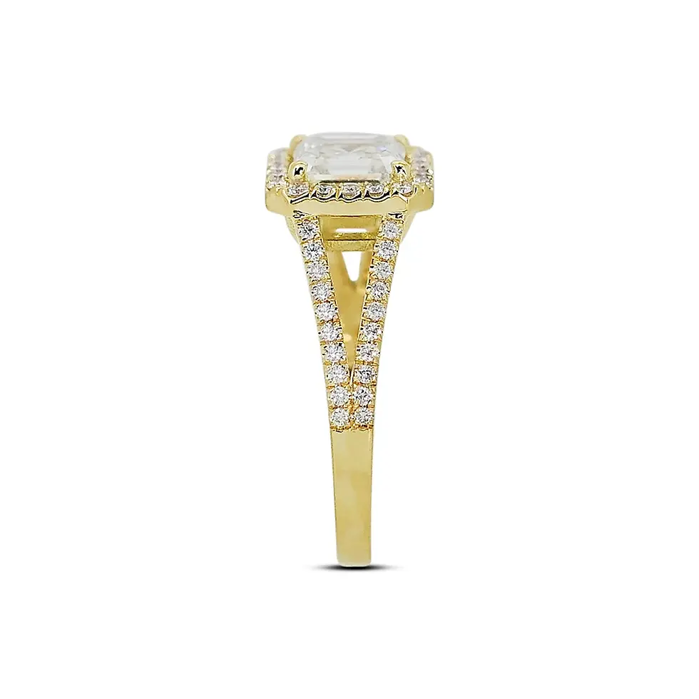Thumbnail: Stunning 1.5ct Square Emerald Natural Diamond Ring