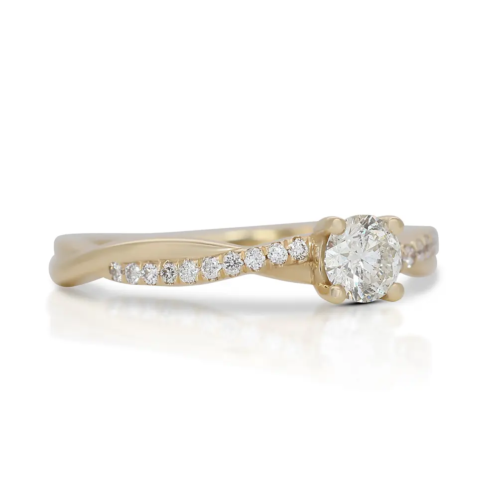 Thumbnail: Classic 0.41ct Halo Diamond Ring in 14K Yellow Gold