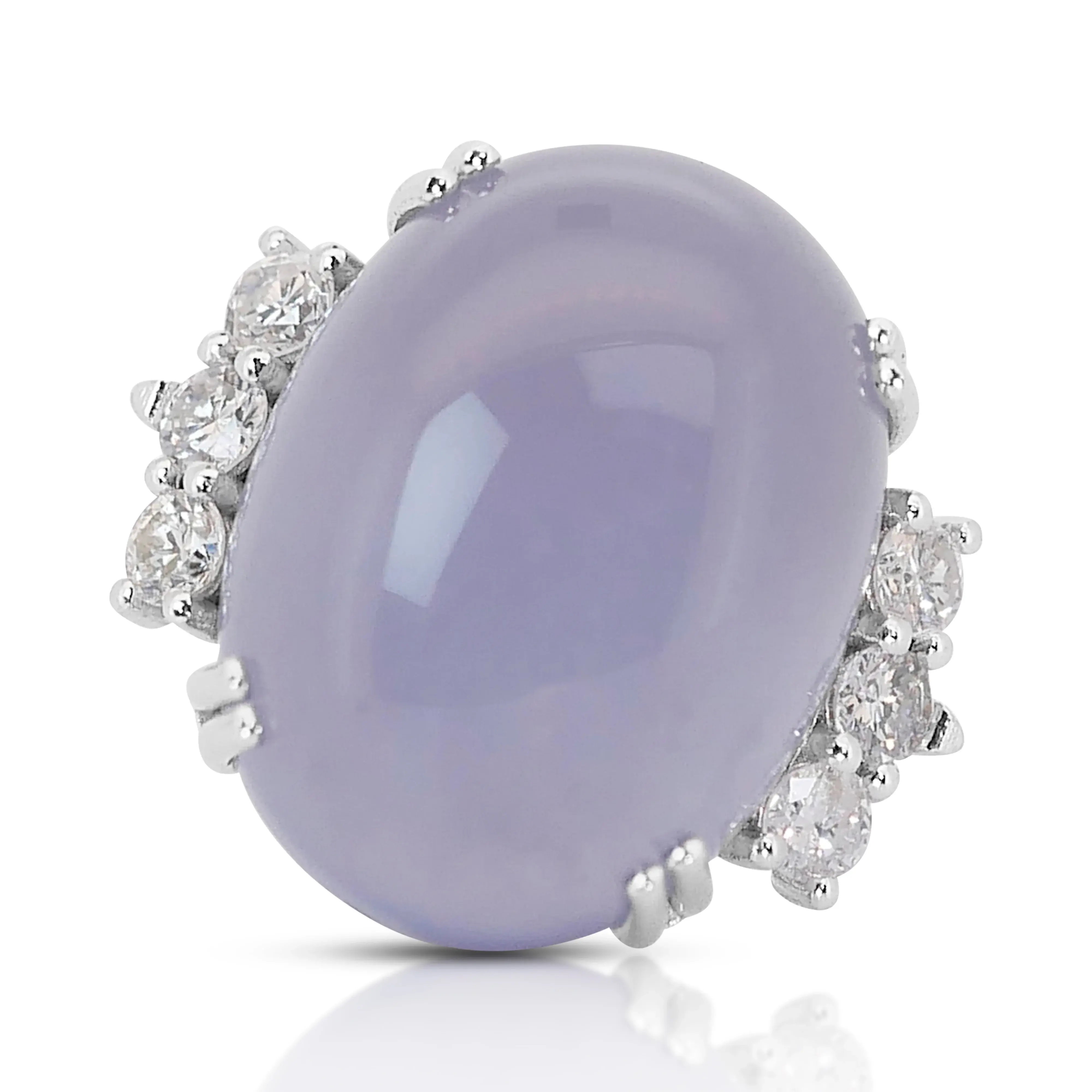 Stunning 21.55 Carat Oval Quartz Ring in 14K White Gold