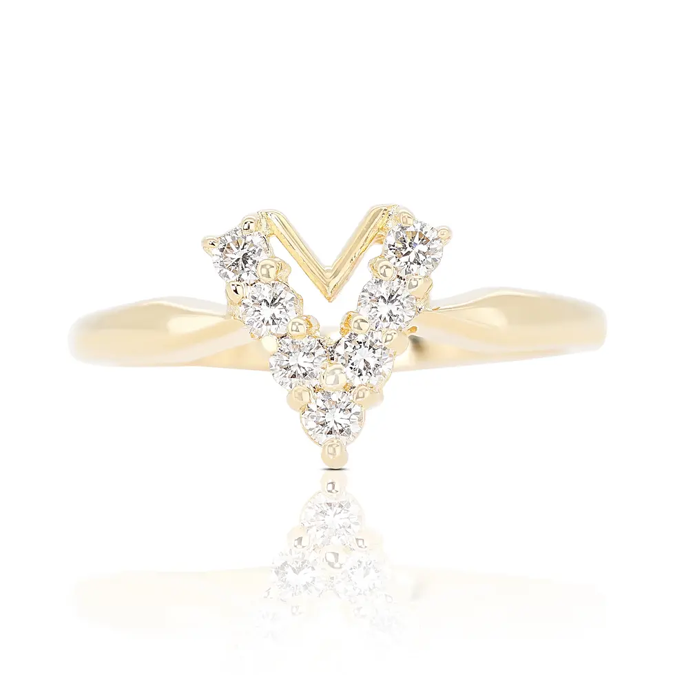 Dazzling 0.21ct V-shaped Diamond Ring set in 18K Yellow Gold