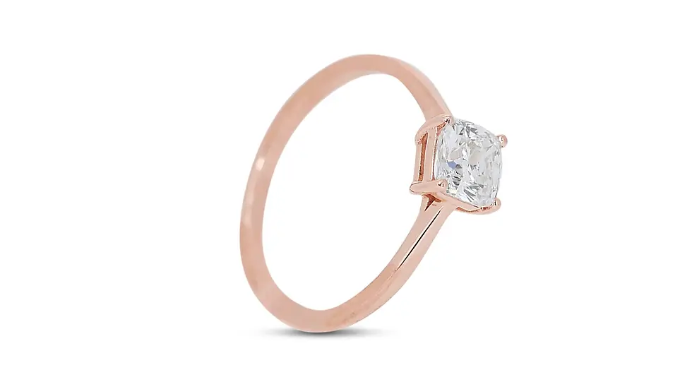 Thumbnail: Rose Gold Solitaire Ring with Cushion Cut Diamond