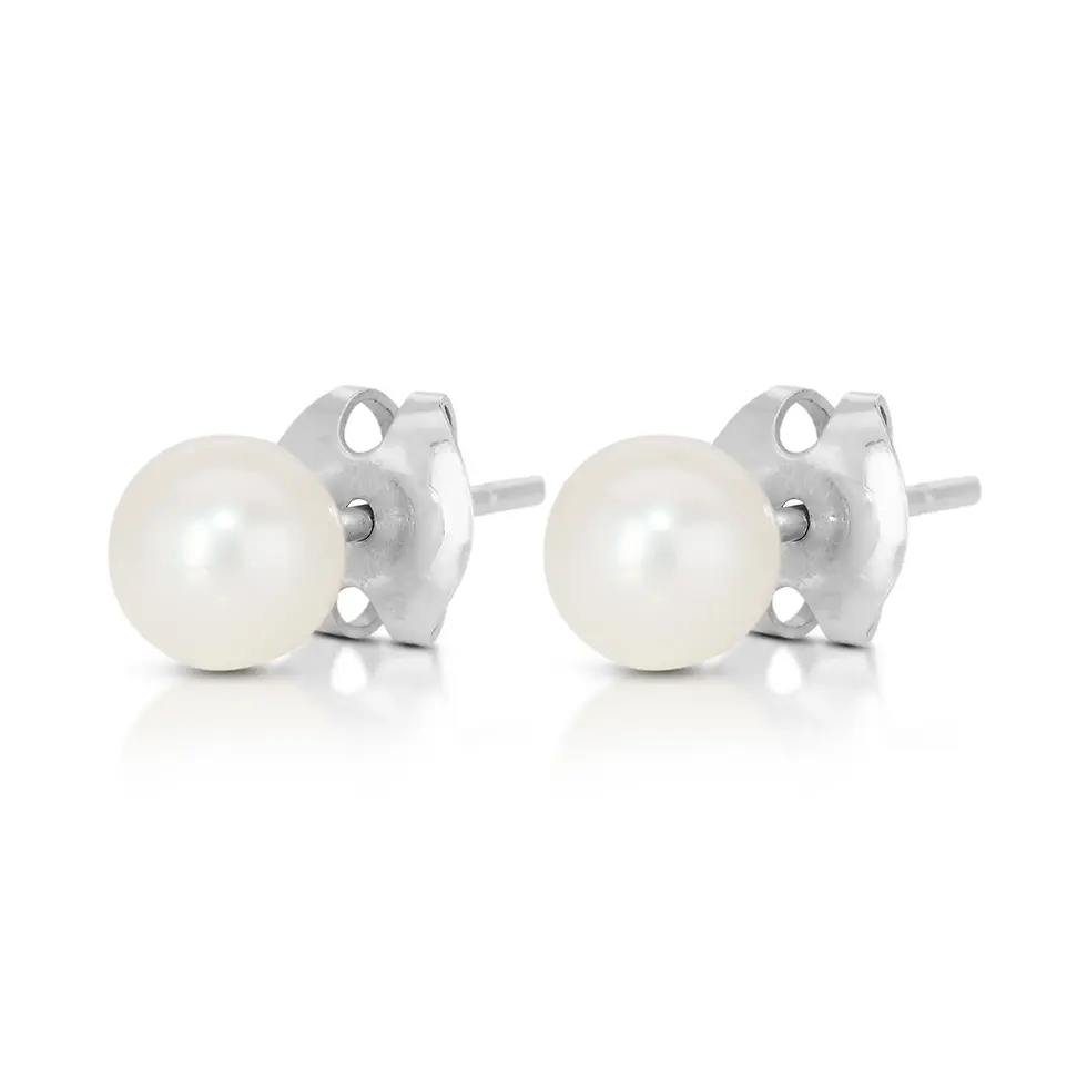 Thumbnail: Timeless 14K White Gold Pearl Stud Earrings