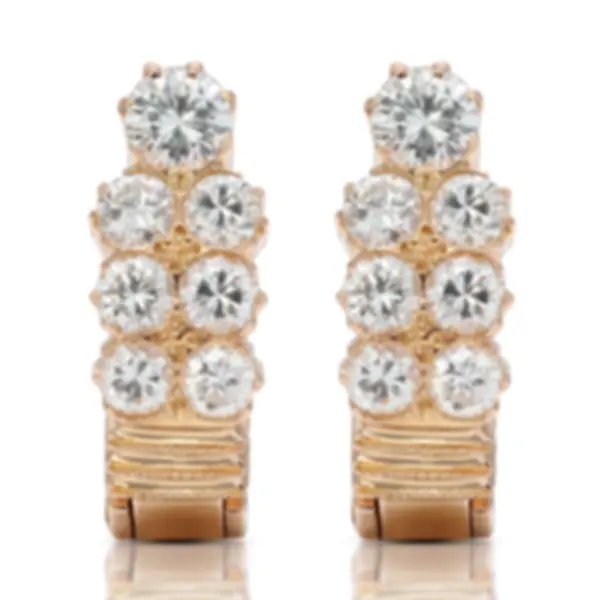 18K Yellow Gold Earrings with 14 Dazzling Round Diamonds