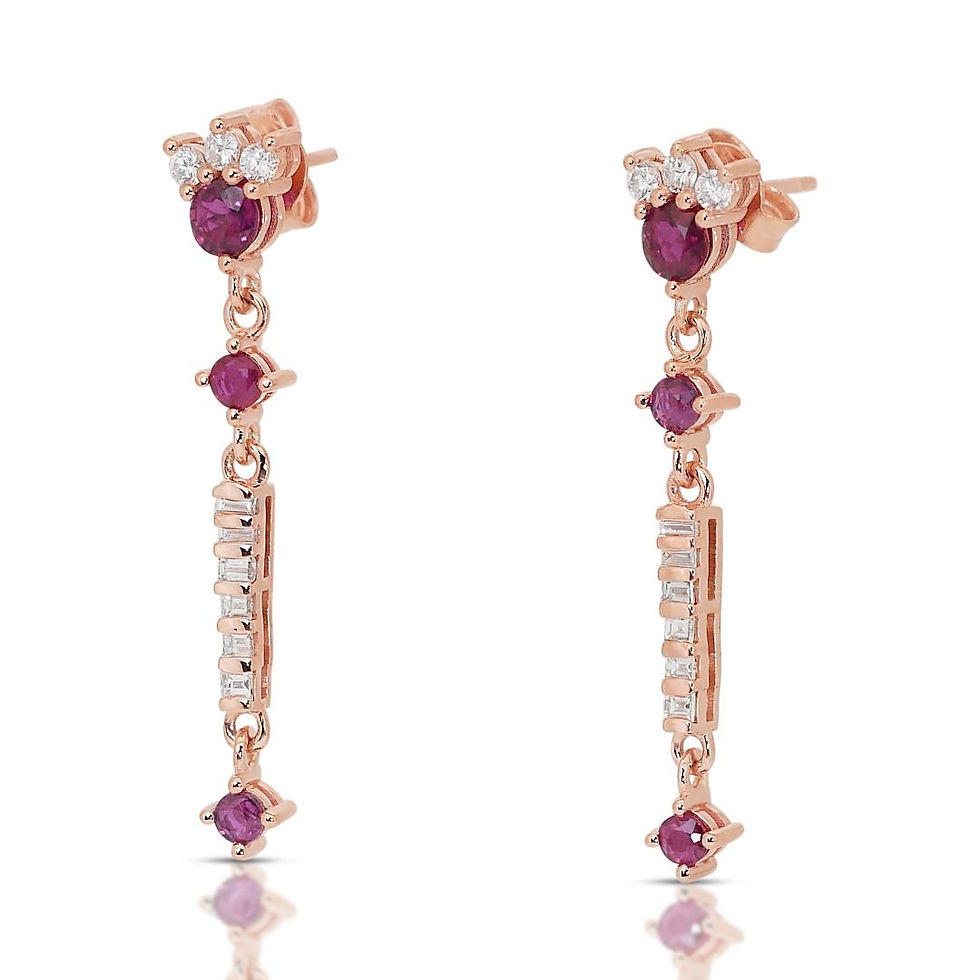 Thumbnail: Stunning 1.20ct Diamond Dangling Earrings in 14K Rose Gold