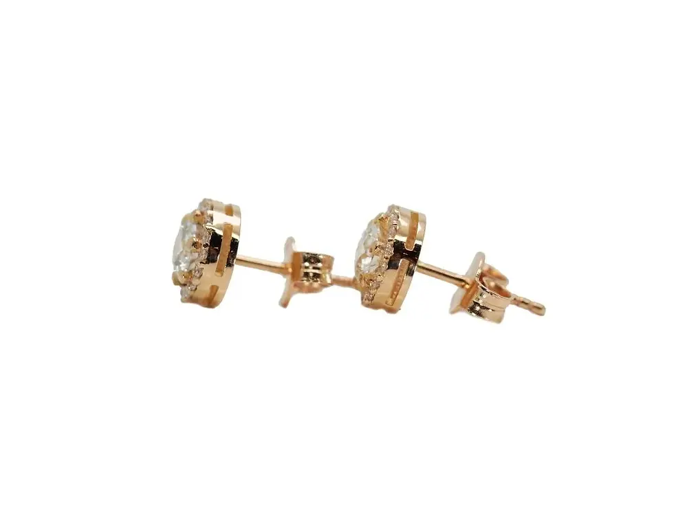 Thumbnail: 18k Yellow Gold Halo Earrings 0.80 carats Diamond Stud Earrings