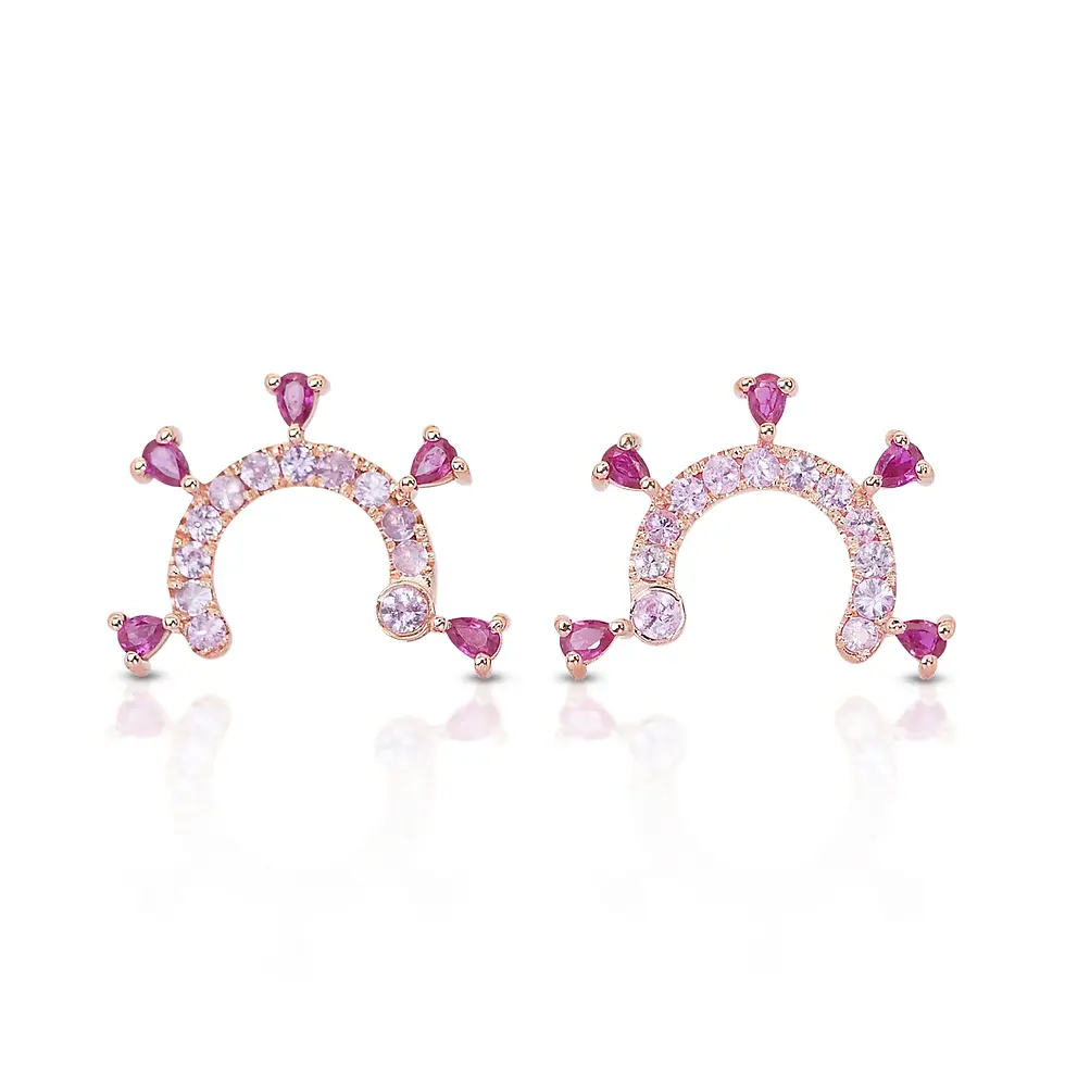 Regal Ruby and Pink Sapphire Earrings