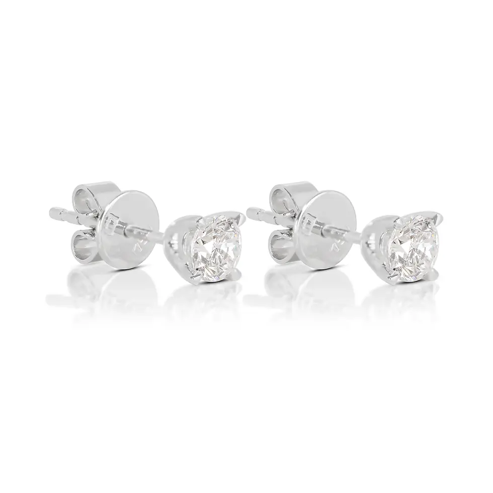Thumbnail: Sparkling 0.30ct Round Brilliant Natural Diamond Stud Earrings in 18K White Gold