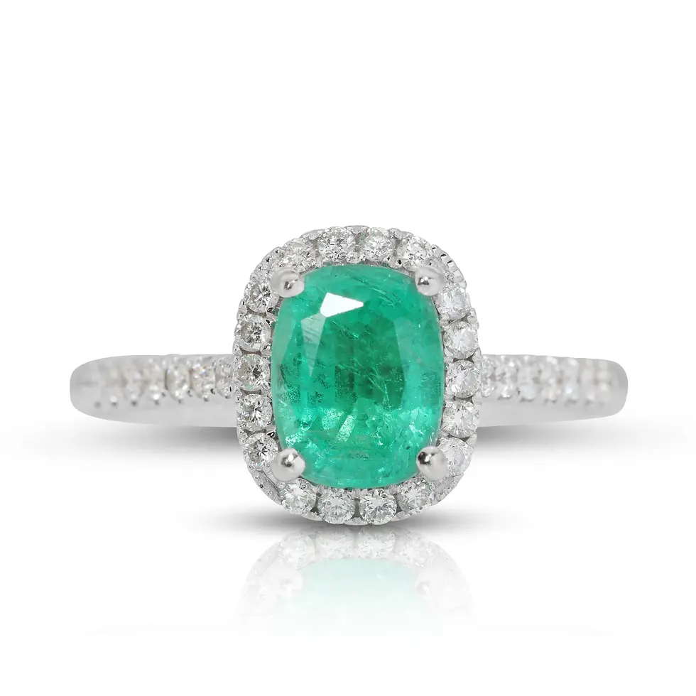 Captivating 0.69ct Emerald Ring with 0.29ct Diamond Side Stones
