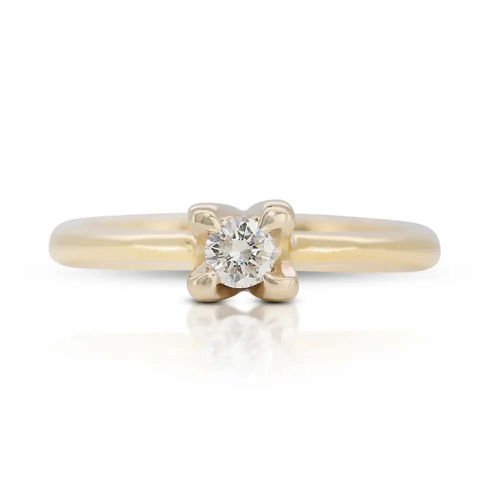 14K Yellow Gold Solitaire Ring with 0.13ct Natural Diamond