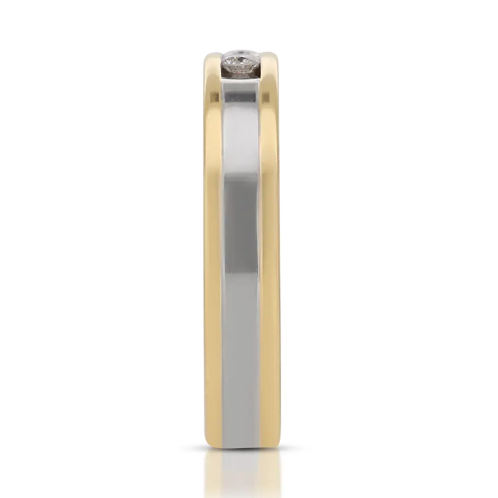 Thumbnail: Delicate Three Stone Diamond Ring in 18K Two-Tone Gold