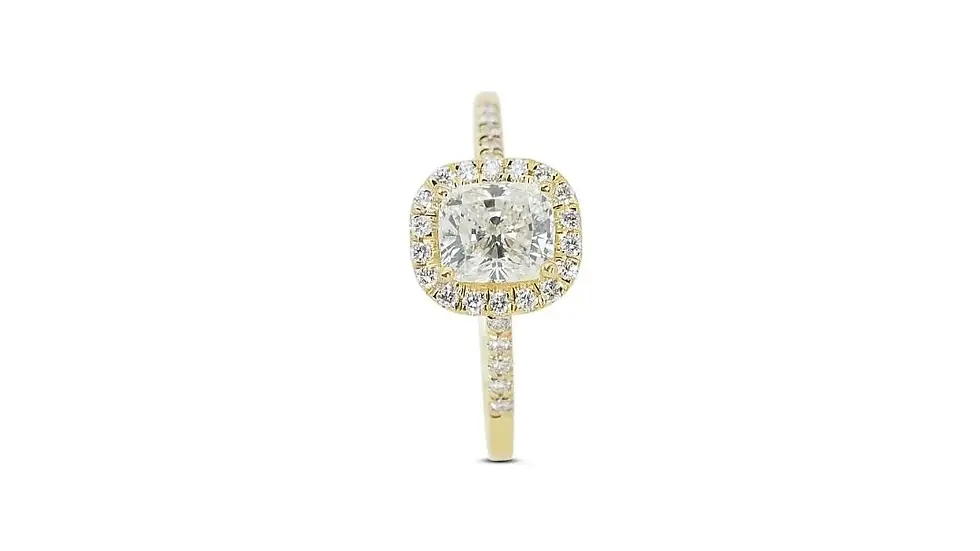 Thumbnail: Stunning 1.01ct Cushion Shape 18K Yellow Gold Ring
