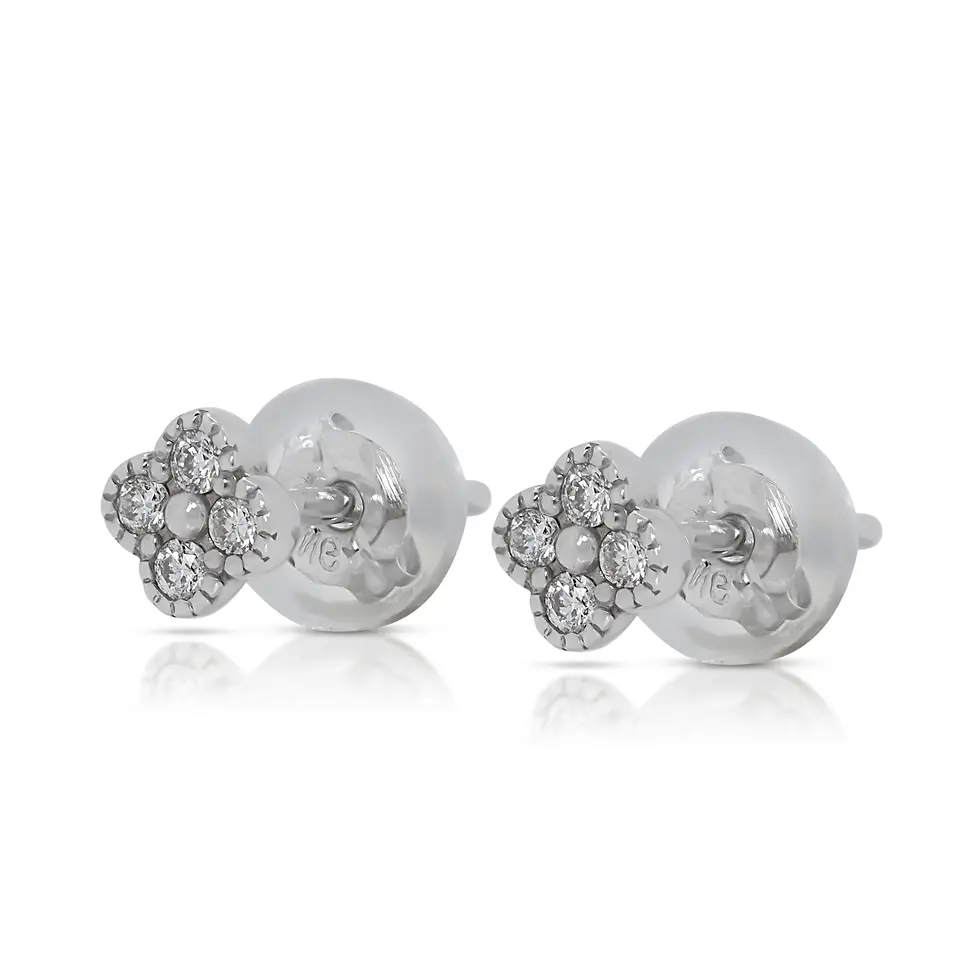 Thumbnail: Sparkling Elegance of 0.08ct Diamond Earrings in 10k White Gold